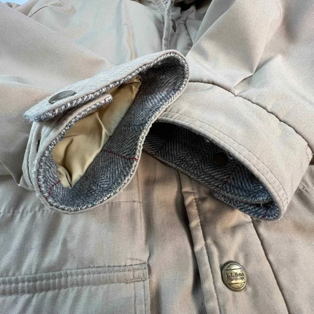 L.L. BEAN Wool Flannel Polyester Parka‎ Beige Made in USA Vintage M